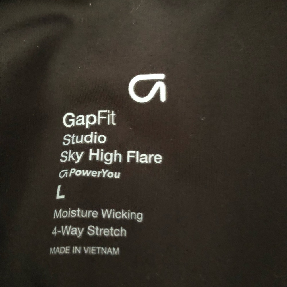 GAP Fit Studio Sky High Flare Pants Leggings Womens Sz L 4-Way Stretch Black NEW - Picture 6 of 12